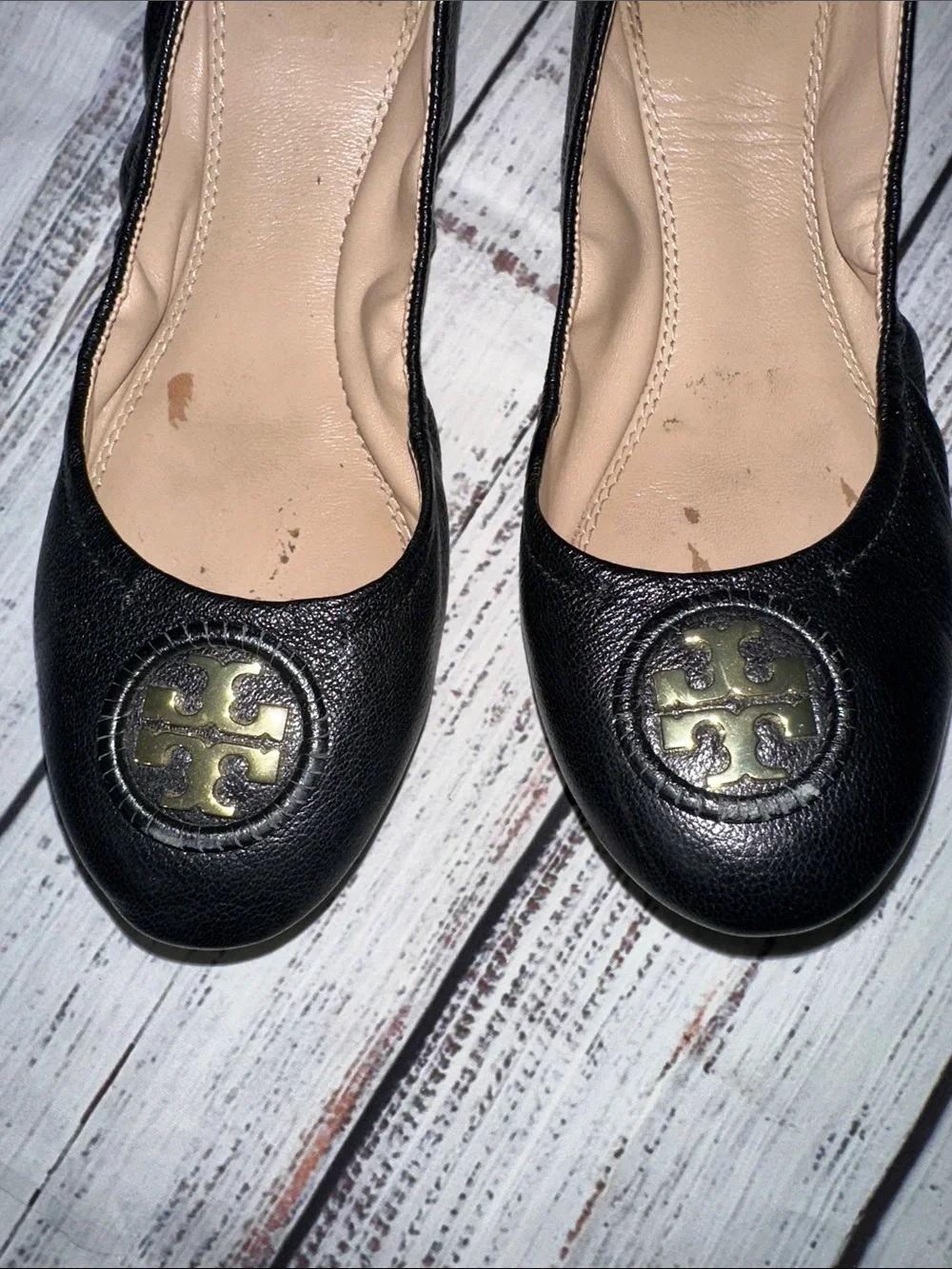 Tory Burch Allie Ballet Napa Leather Black Sz. 8